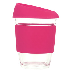 Reusable Eco Cup Glass Karma Coffee Kup Pink (G1799S) 12oz/340ml