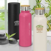 Nomad Eco Vacuum Bottle - Stainless Steel with a Bamboo Veneer Gift Tube