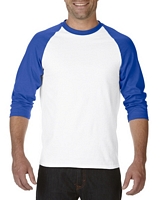 Gildan Heavy Cotton Adult 3/4 Raglan T-Shirt White / Royal M