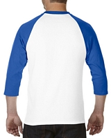 Gildan Heavy Cotton Adult 3/4 Raglan T-Shirt White / Royal M