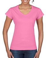 Gildan Softstyle Ladies' V-Neck T-Shirt Azalea S