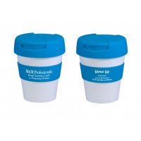 Reusable Eco Cup Karma Kup White Blue with Flip Closure (G1960) 320ml/11oz