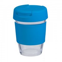 Reusable Eco Cup Glass Karma Coffee Kup Blue (G1799) 12oz/340ml