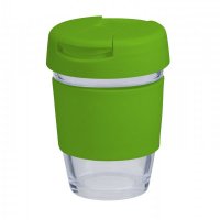 Reusable Eco Cup Glass Karma Coffee Kup Lime (G1799) 12oz/340ml