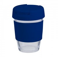 Reusable Eco Cup Glass Karma Coffee Kup Navy (G1799) 12oz/340ml