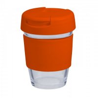Reusable Eco Cup Glass Karma Coffee Kup Orange (G1799) 12oz/340ml