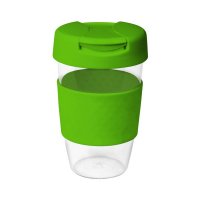 Reusable Acrylic Karma Kup Green with Silicon Band, Flip Closure (G1957) 16oz
