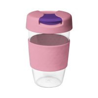 Reusable Acrylic Karma Kup Pink with Silicon Band, Flip Closure (G1957) 16oz