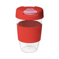 Reusable Acrylic Karma Kup Red with Silicon Band, Flip Closure (G1957) 16oz