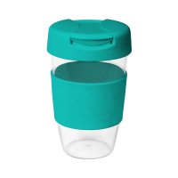 Reusable Acrylic Karma Kup Turquoise with Silicon Band, Flip Closure (G1957)