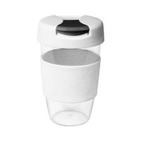 Reusable Acrylic Karma Kup White with Silicon Band, Flip Closure (G1957) 16oz