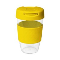 Reusable Acrylic Karma Kup Yellow with Silicon Band, Flip Closure (G1957) 16oz