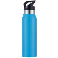 Light Blue Stainless Steel Double Wall Vacuum Insulated Thermo Drink Bottle with Straw