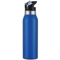 Royal Blue Stainless Steel Double Wall Vacuum Insulated Thermo Drink Bottle with Straw
