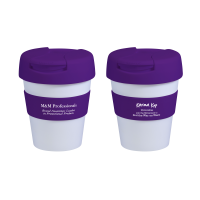 Reusable Eco Cup Karma Kup White Purple with Flip Closure (G1960) 320ml/11oz