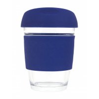 Reusable Eco Cup Glass Karma Coffee Kup Navy (G1799) 12oz/340ml