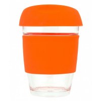 Reusable Eco Cup Glass Karma Coffee Kup Orange (G1799) 12oz/340ml