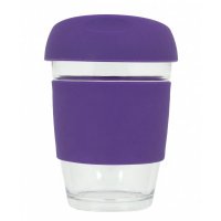 Reusable Eco Cup Glass Karma Coffee Kup Purple (G1799) 12oz/340ml