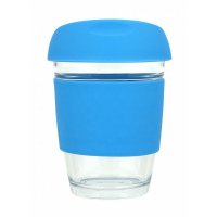 Reusable Eco Cup Glass Karma Coffee Kup Blue (G1799) 12oz/340ml