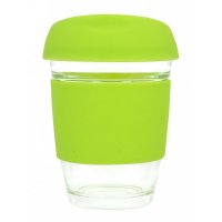 Reusable Eco Cup Glass Karma Coffee Kup Lime (G1799) 12oz/340ml