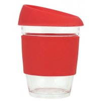 Reusable Eco Cup Glass Karma Coffee Kup Red (G1799S) 12oz/340ml
