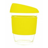 Reusable Eco Cup Glass Karma Coffee Kup Yellow (G1799S) 12oz/340ml