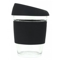 Reusable Eco Cup Glass Karma Coffee Kup Black (G1799) 12oz/340ml