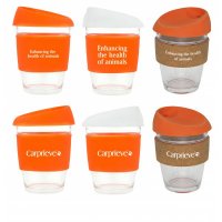 Reusable Eco Cup Glass Karma Coffee Kup Orange (G1799) 12oz/340ml