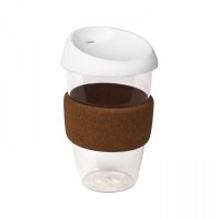 Reusable Acrylic Karma Kup White with Cork Band, Silicon Lid (G1968) 16oz/535ml
