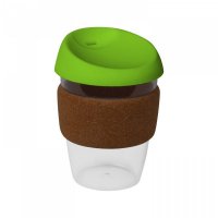 Reusable Acrylic Karma Kup Green with Cork Band, Silicon Lid (G1969) 12oz/340ml
