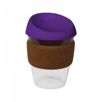 Reusable Acrylic Karma Kup Purple with Cork Band, Silicon Lid (G1969) 12oz/340ml