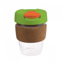 Reusable Acrylic Karma Kup Green with Cork Band, Flip Closure (G1970) 12oz/340ml