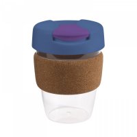 Reusable Acrylic Karma Kup Navy with Cork Band, Flip Closure (G1970) 12oz/340ml