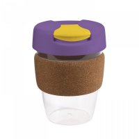 Reusable Acrylic Karma Kup Purple with Cork Band, Flip Closure (G1970) 12oz/340m