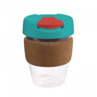 Reusable Acrylic Karma Kup Turquoise with Cork Band, Flip Closure (G1970) 12oz