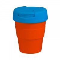 Reusable Eco Cup Karma Kup Orange & Colour Lids with Flip Closure (G1960) 320ml